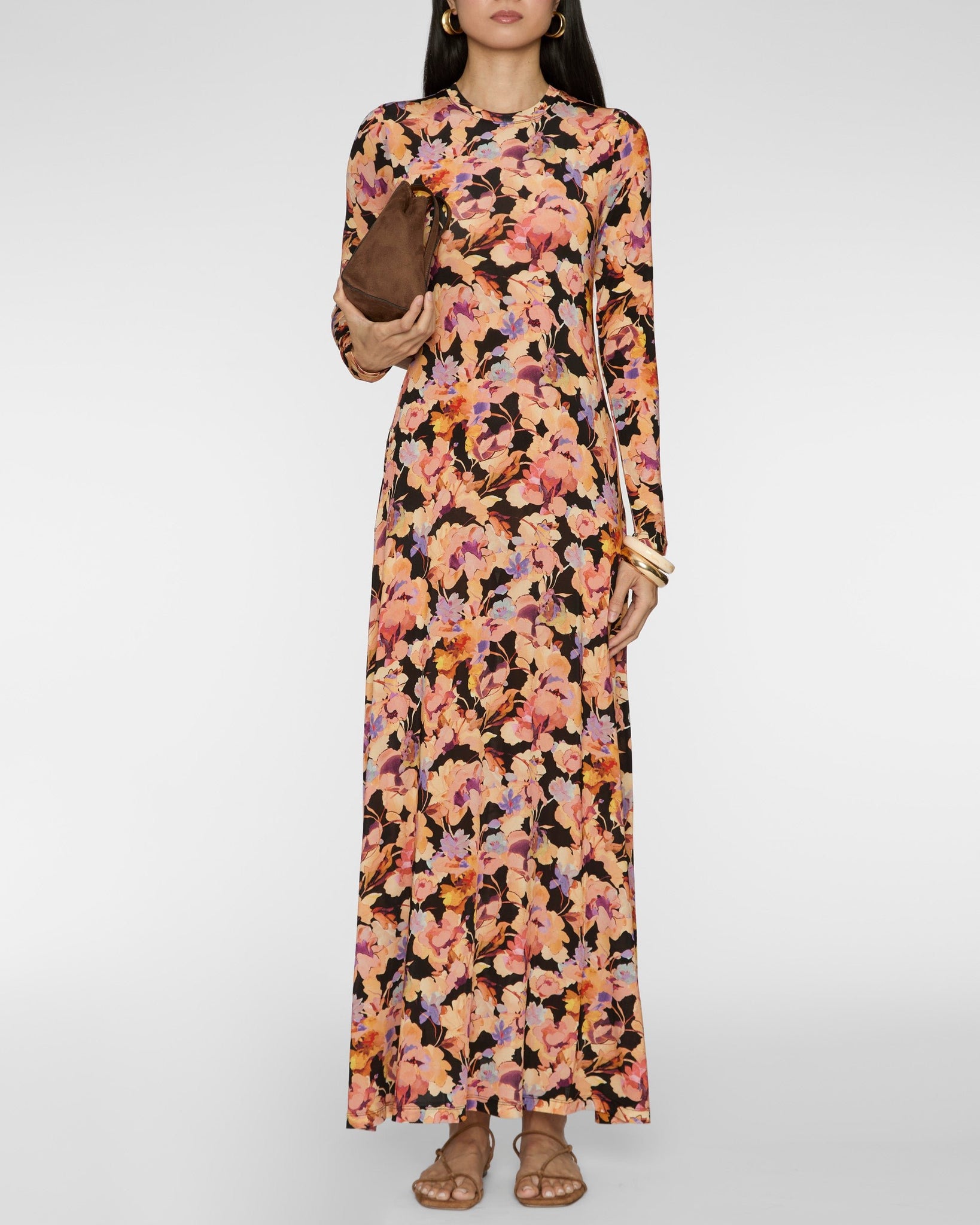 ULLA JOHNSON Amari Long Sleeve Jersey Dress in Night Bloom Capsule Shop ULLA JOHNSON Amari Long Sleeve Jersey Dress in Night Bloom Capsule Shop