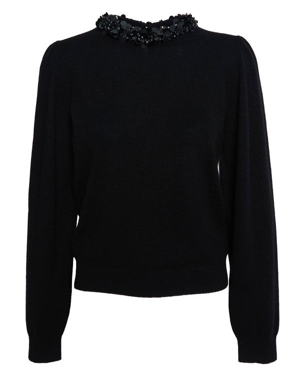 ULLA JOHNSON Kalani Embroidered Cashmere Long Sleeve Pullover