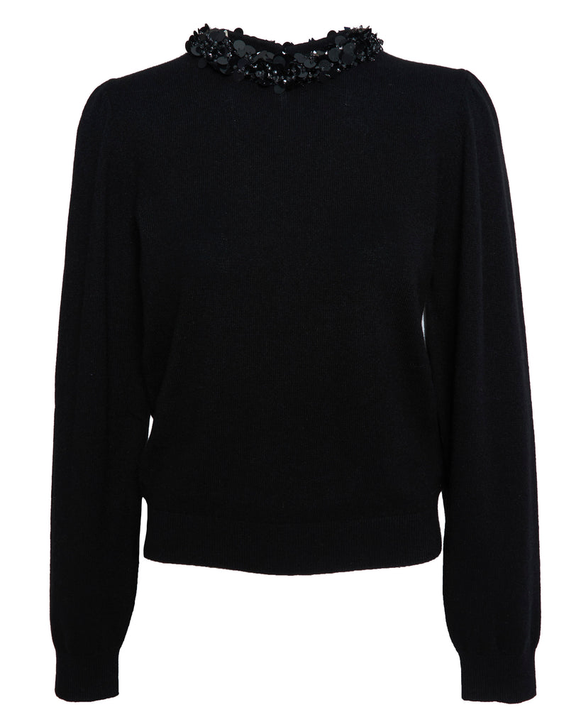 ULLA JOHNSON Kalani Embroidered Cashmere Long Sleeve Pullover