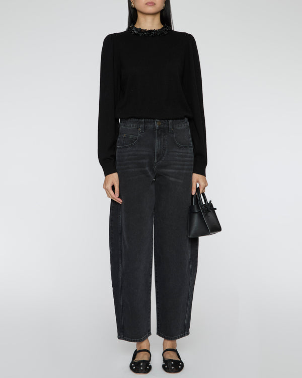 ULLA JOHNSON Kalani Embroidered Cashmere Long Sleeve Pullover
