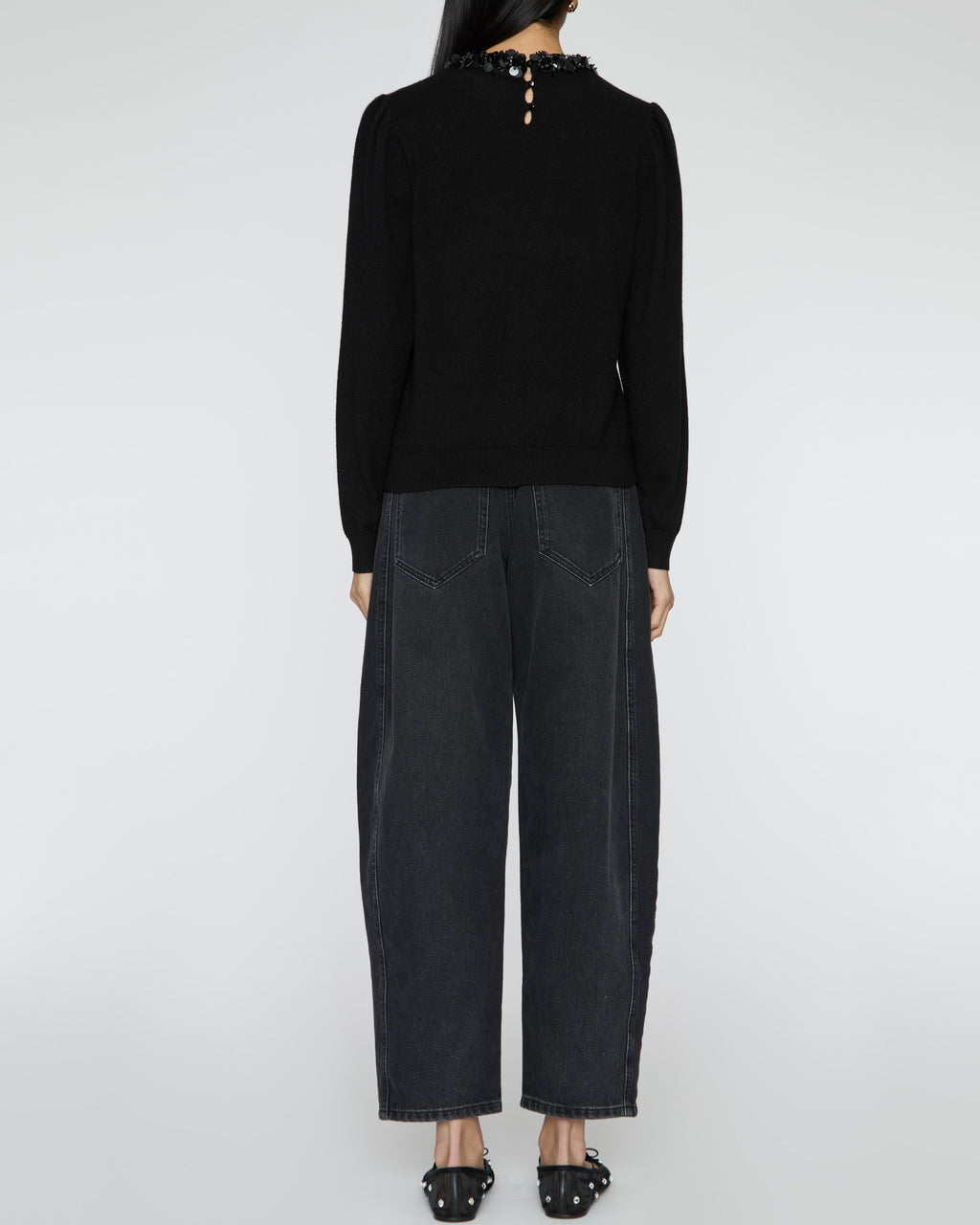 ULLA JOHNSON Kalani Embroidered Cashmere Long Sleeve Pullover