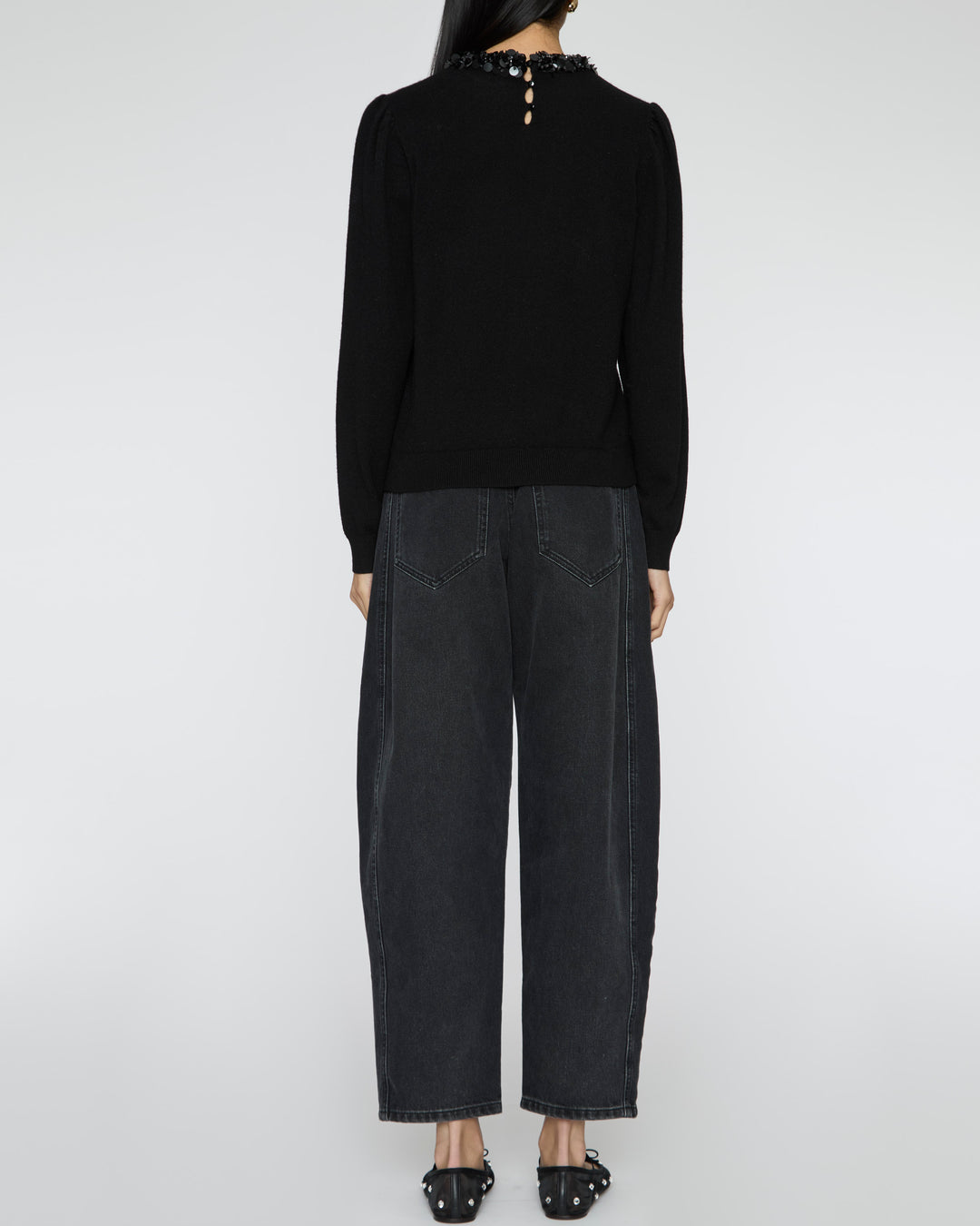 ULLA JOHNSON Kalani Embroidered Cashmere Long Sleeve Pullover