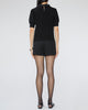 Liv Embroidered Cashmere Short Sleeve Knit in Noir