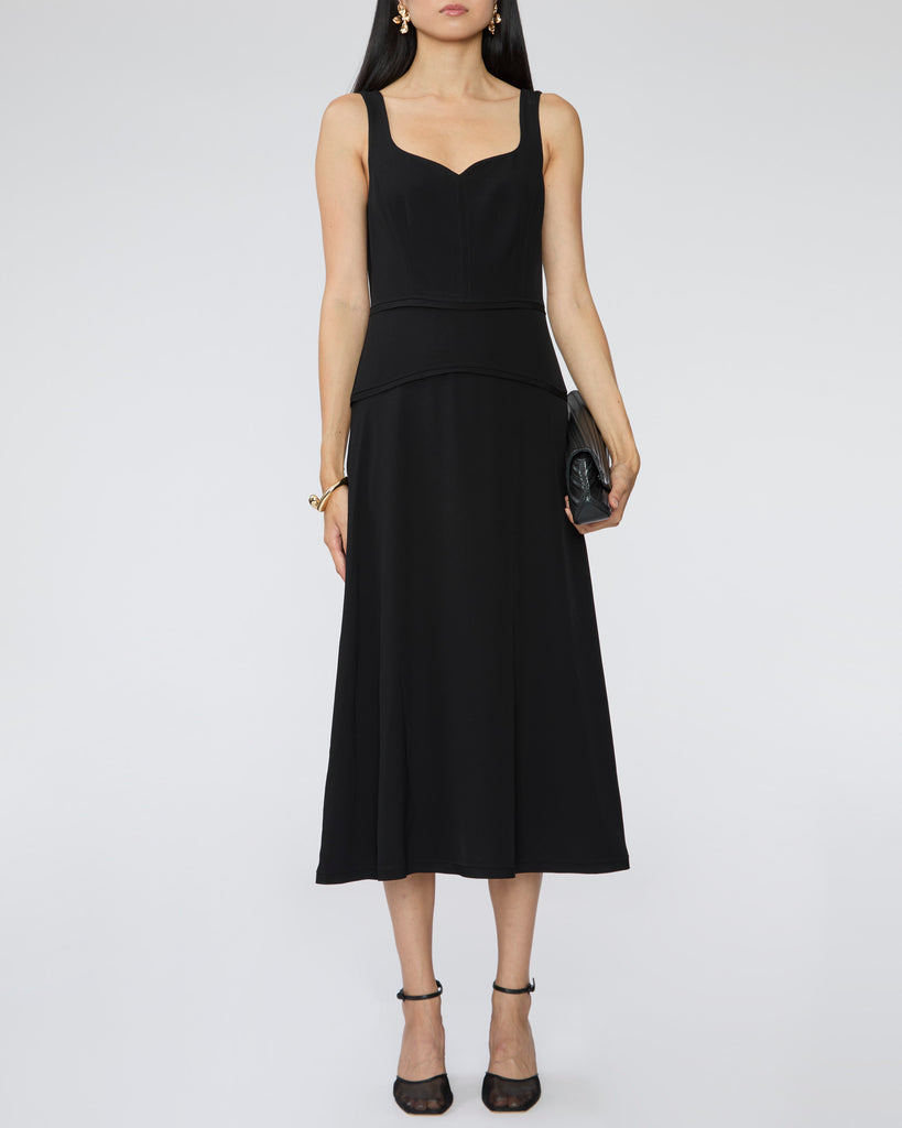ULLA JOHNSON Vivi Sweetheart Neckline Midi Dress in Noir Capsule Shop ULLA JOHNSON Vivi Sweetheart Neckline Midi Dress in Noir Capsule Shop