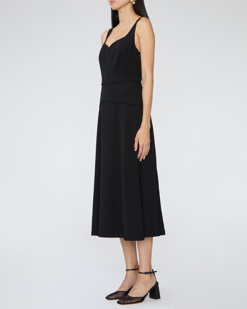 ULLA JOHNSON Vivi Sweetheart Neckline Midi Dress in Noir Capsule Shop ULLA JOHNSON Vivi Sweetheart Neckline Midi Dress in Noir Capsule Shop