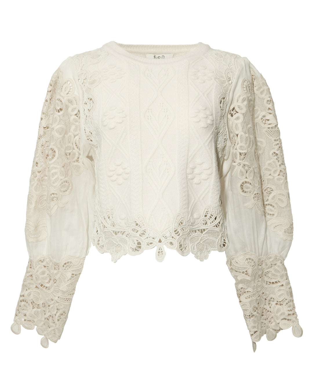 SEA Vania Lace Combo Sleeve Sweater
