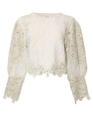 Vania Lace Combo Sleeve Sweater
