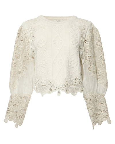 Vania Lace Combo Sleeve Sweater