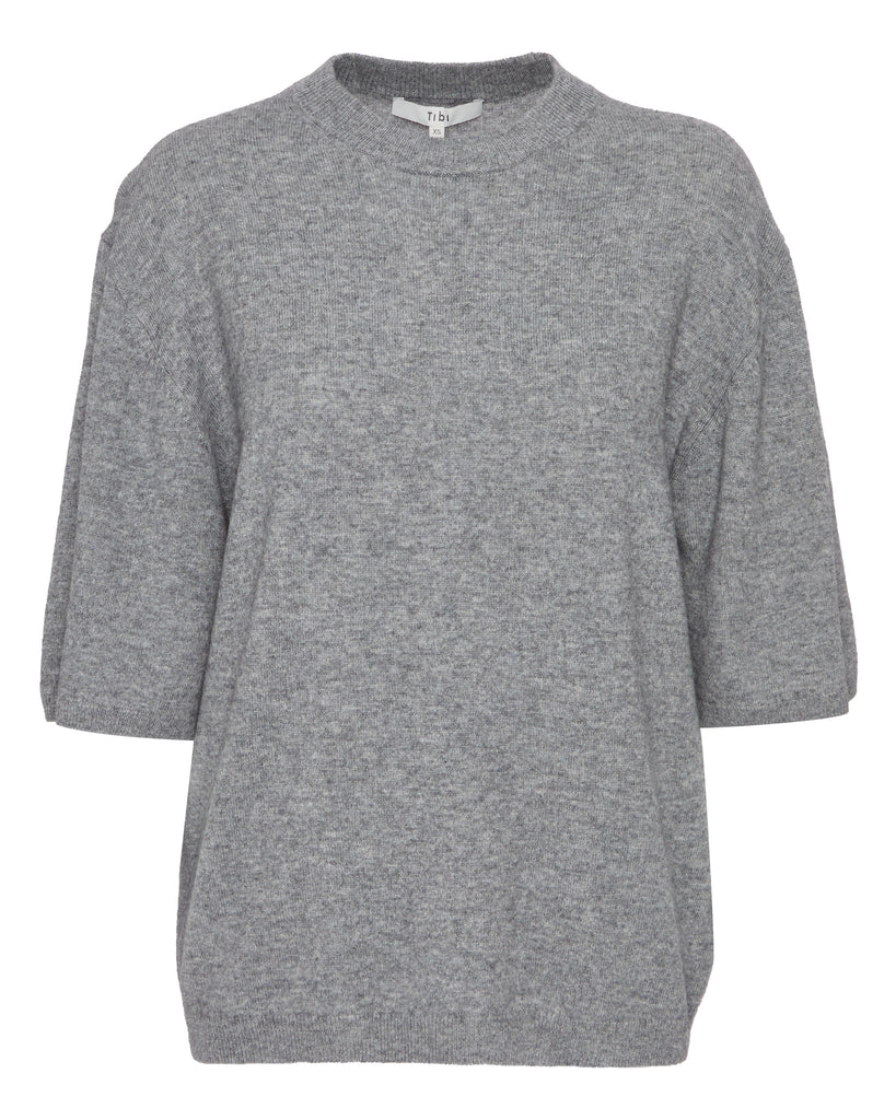 Washable Cashmere Oversized Easy T in Heather Grey
