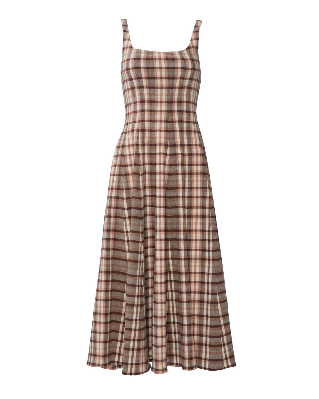 STAUD Wells Dress in Tuscany Plaid