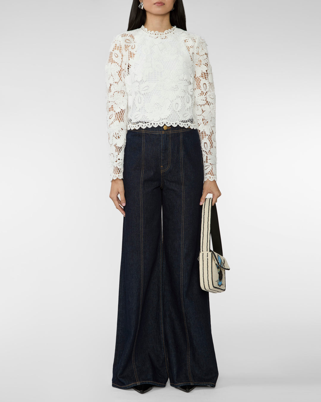 SELF PORTRAIT White Crochet Lace Top