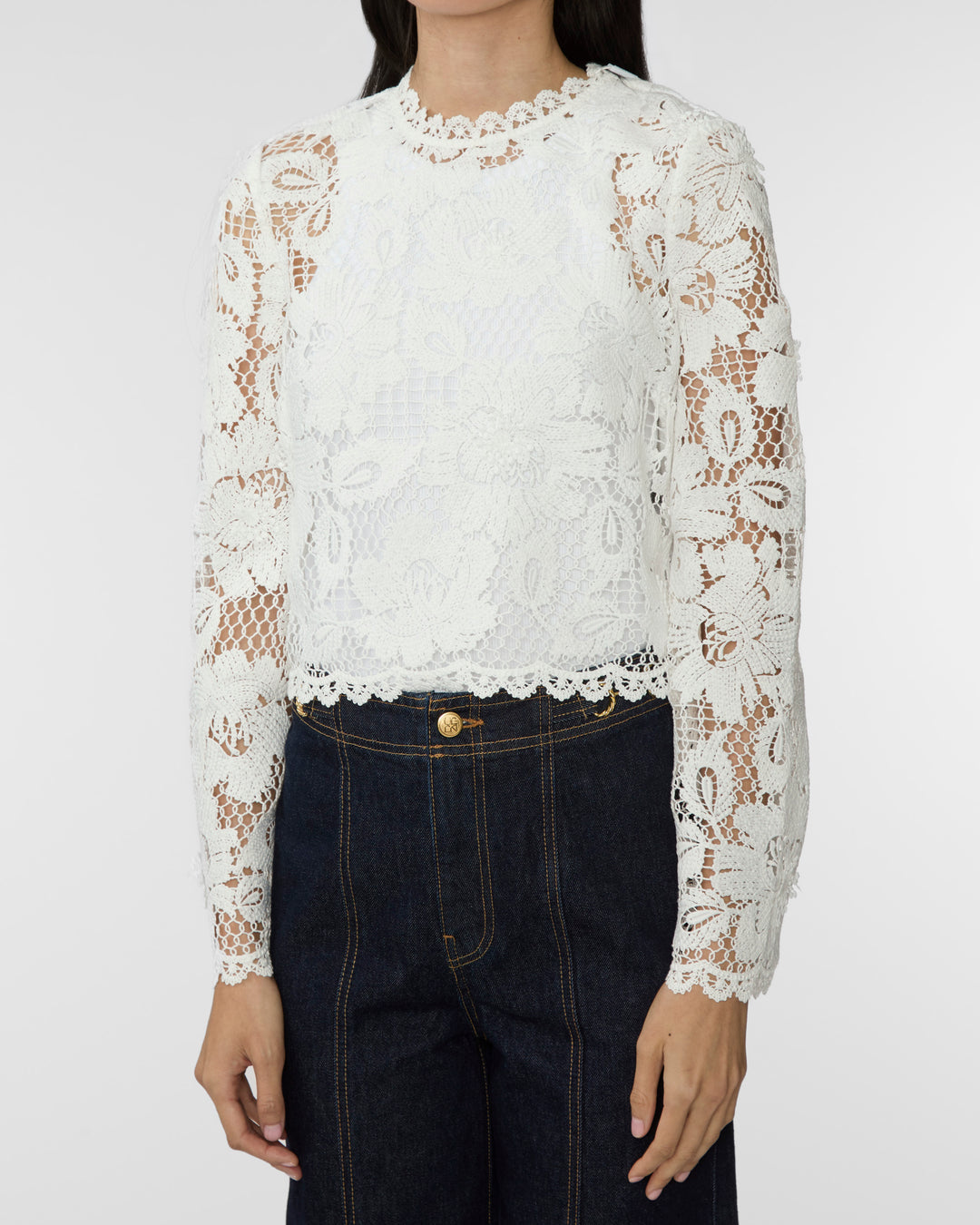 SELF PORTRAIT White Crochet Lace Top