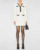 White Pearl Trim Knit Mini Dress