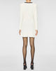 White Pearl Trim Knit Mini Dress