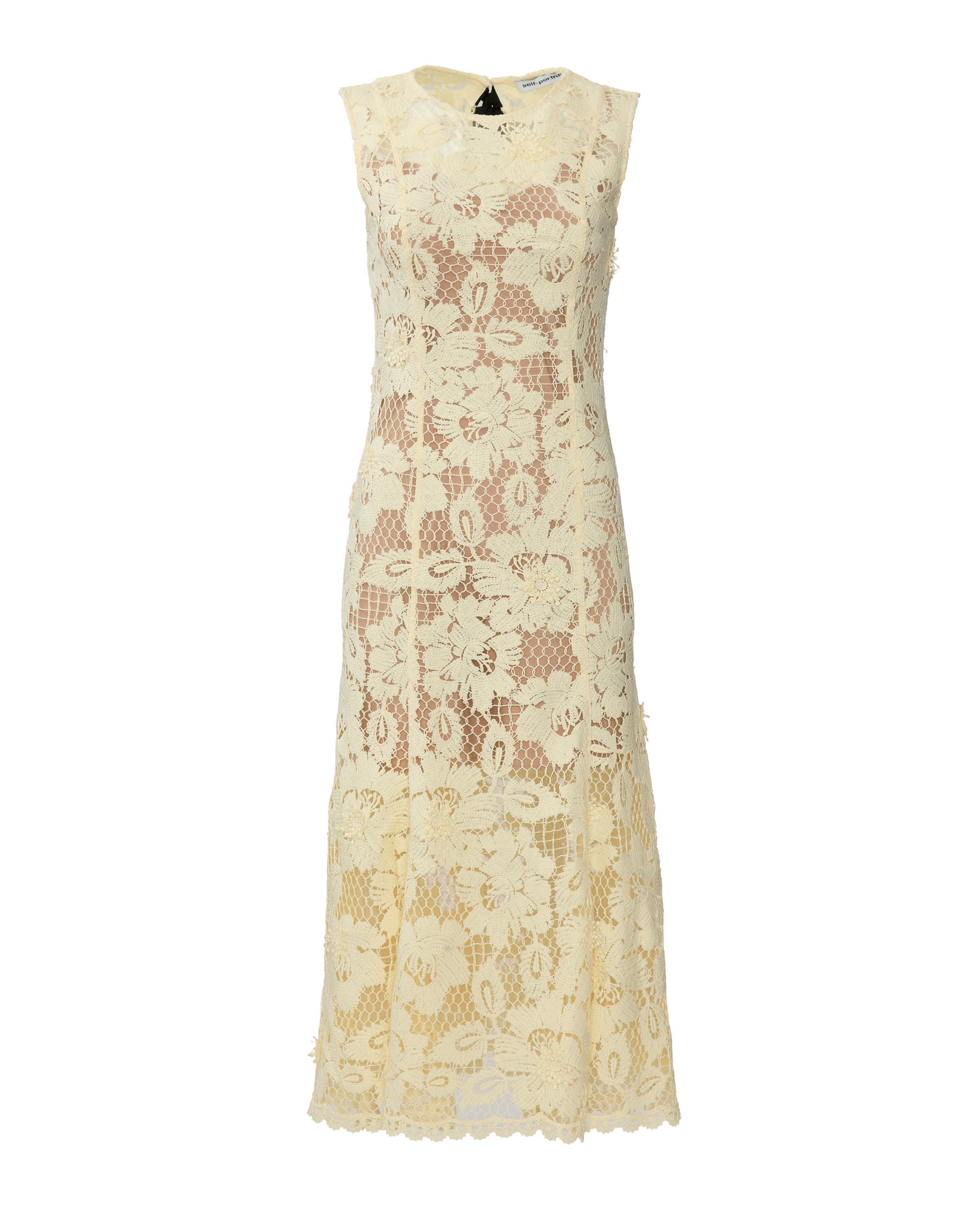 SELF PORTRAIT Yellow Crochet Lace Midi Dress in Yellow Capsule Shop SELF PORTRAIT Yellow Crochet Lace Midi Dress in Yellow Capsule Shop