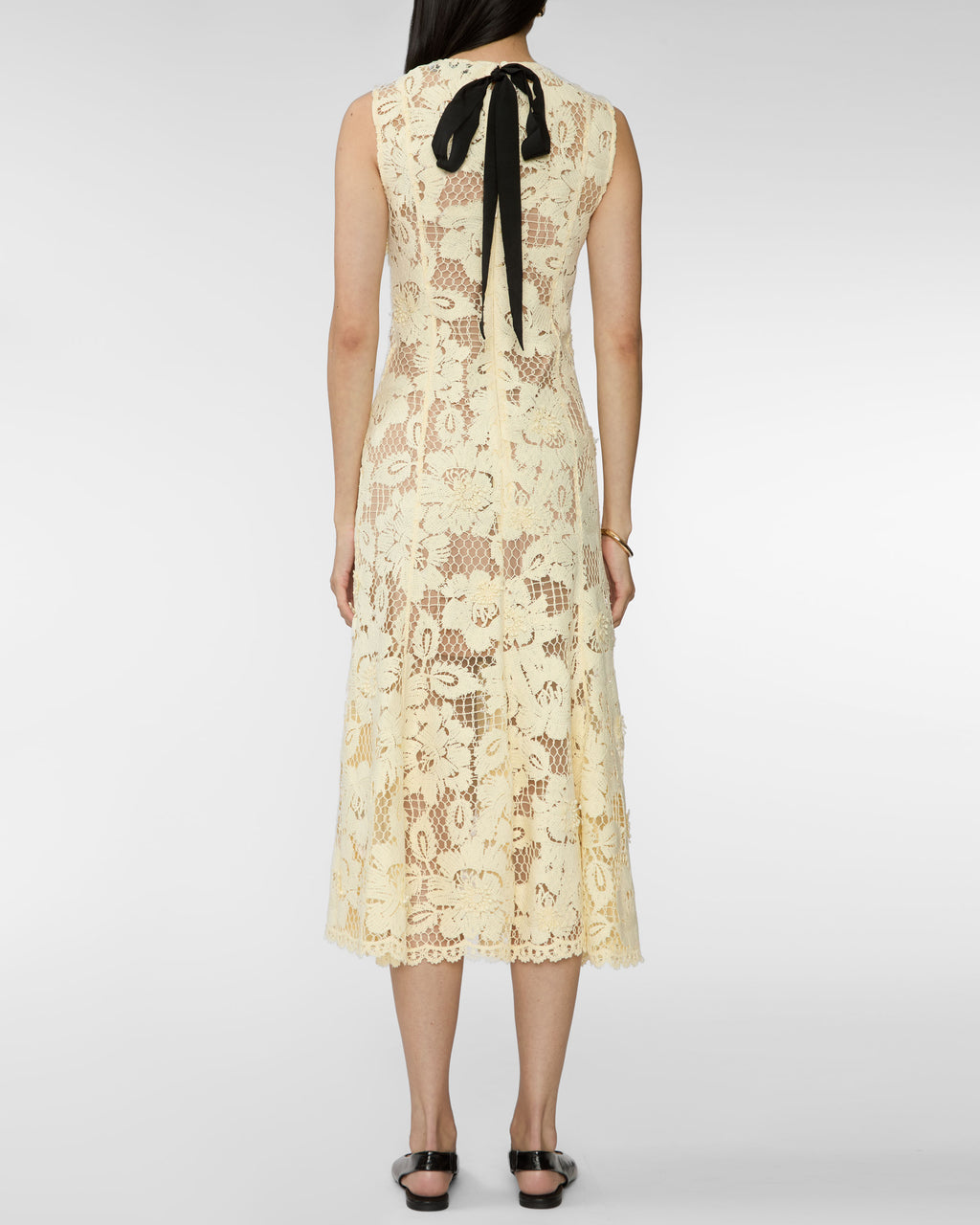 SELF PORTRAIT Yellow Crochet Lace Midi Dress