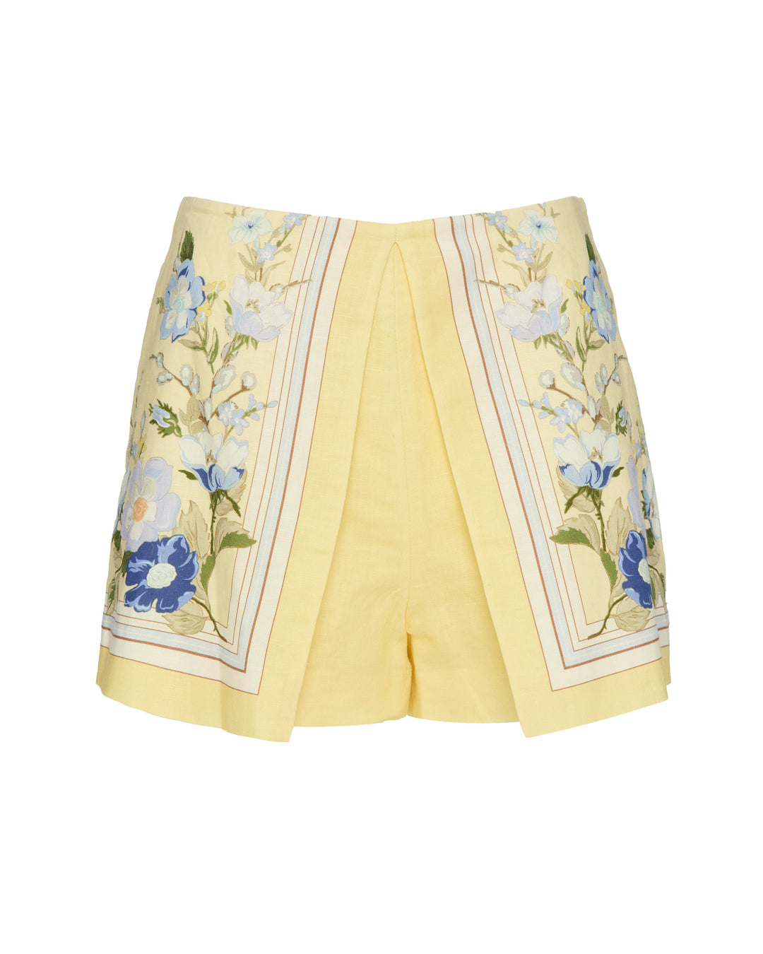 SELF PORTRAIT Yellow Floral Linen Shorts
