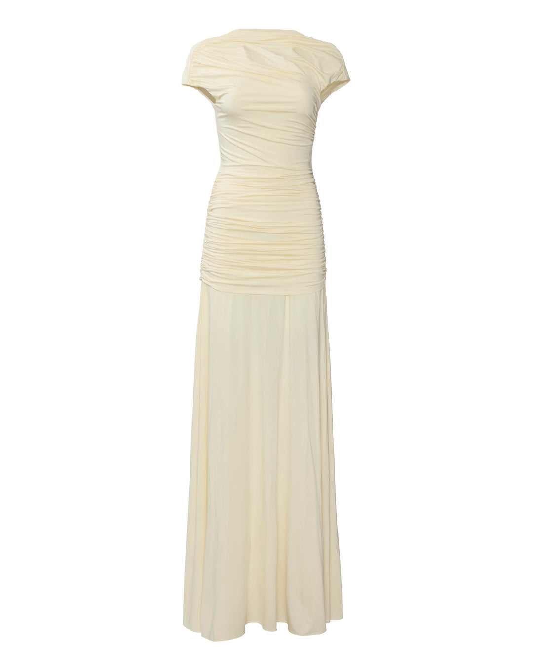 SELF PORTRAIT Yellow Jersey Draped Maxi Dress