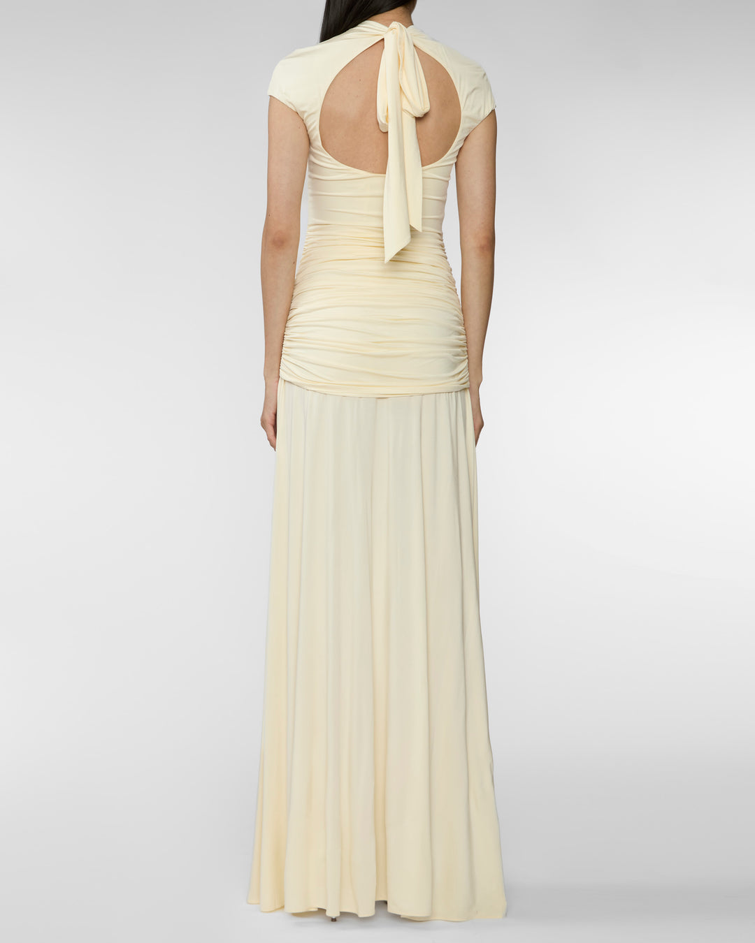 SELF PORTRAIT Yellow Jersey Draped Maxi Dress