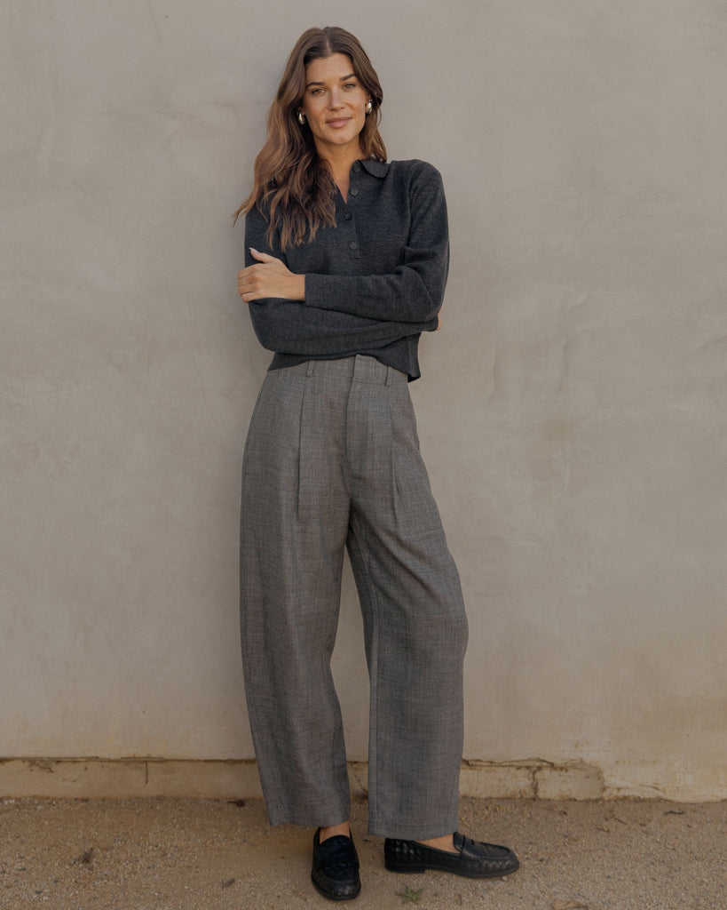 APIECE APART Bari Crop Trouser in Heathered Grey