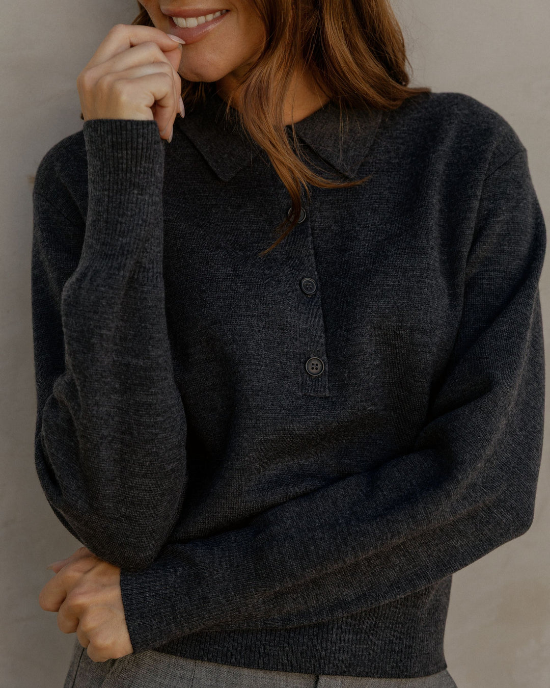 APIECE APART Kari Polo Knit in Grey