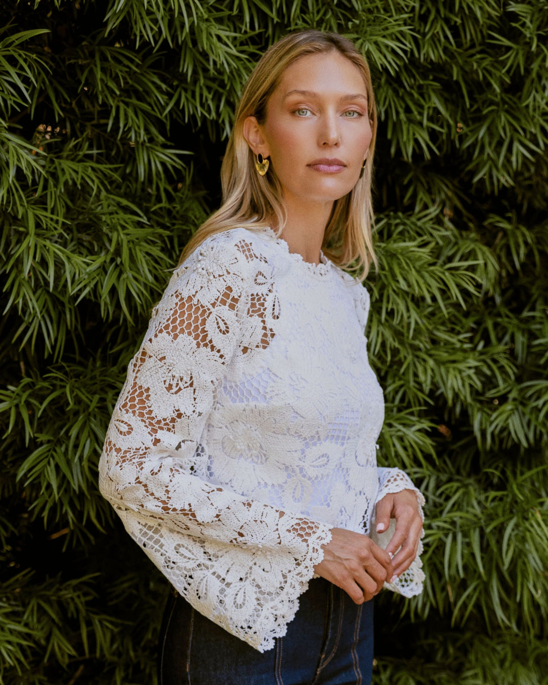 SELF PORTRAIT White Crochet Lace Top