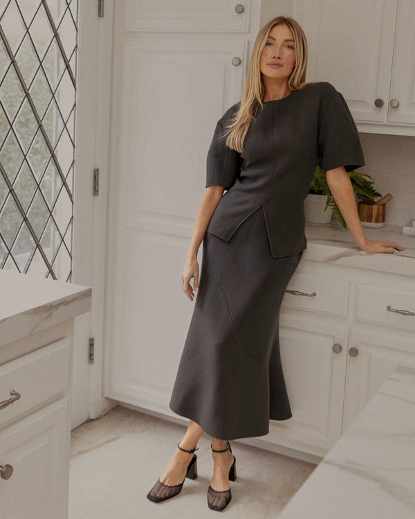 TIBI Wool Crepe Marte Fluid Skirt