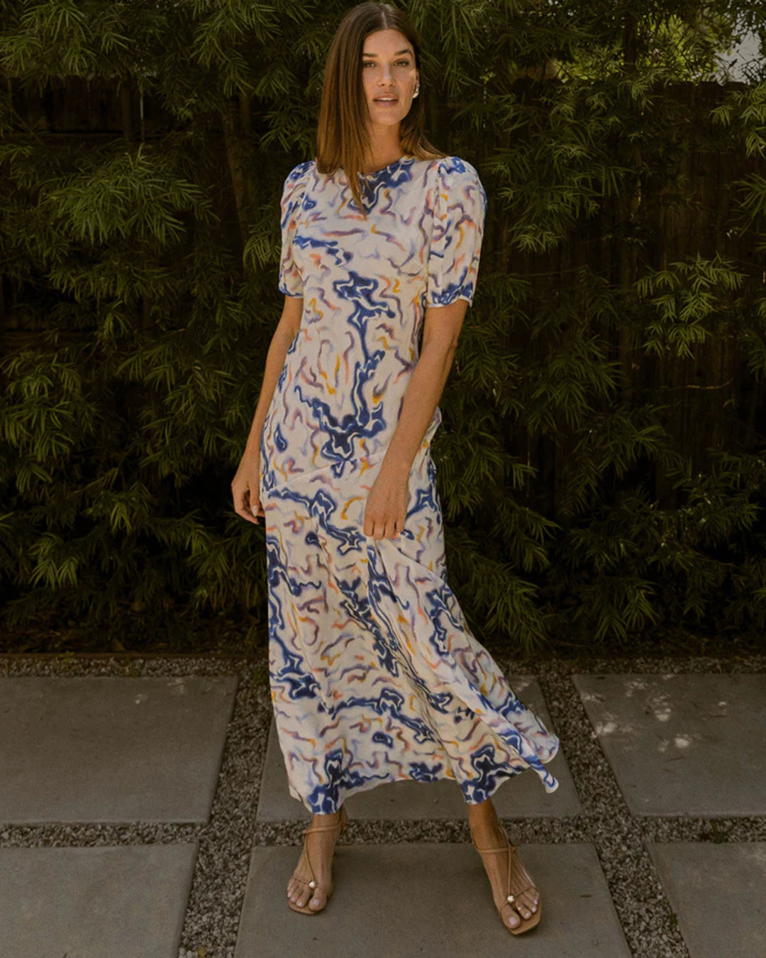 ULLA JOHNSON Samar Short Sleeve Silk Dress