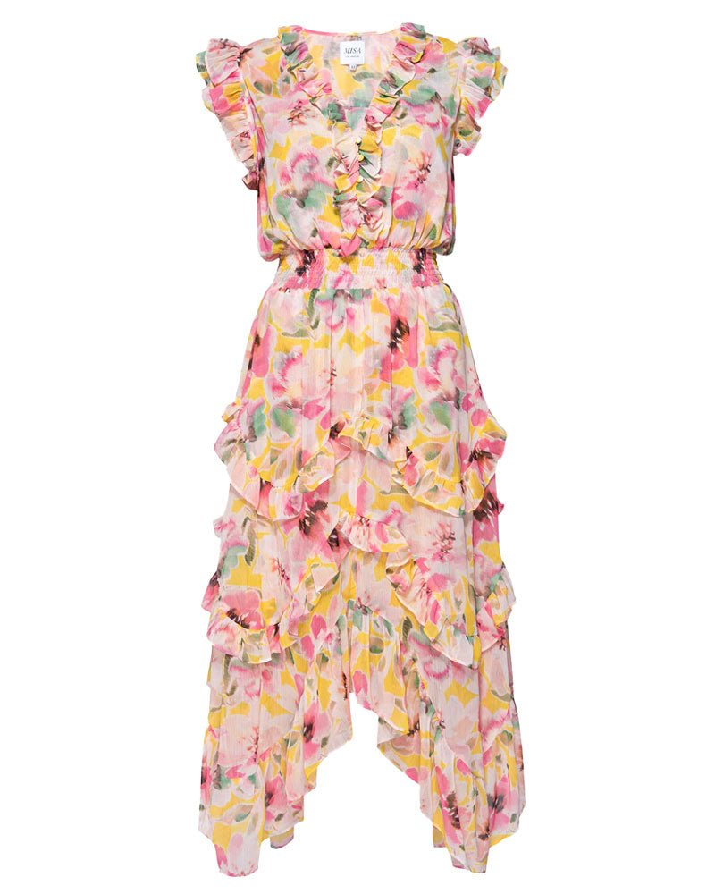 Misa Dakota Dress in Hello Yellow Flora