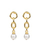Gold Link Post Earrings with Mallorca Pearl