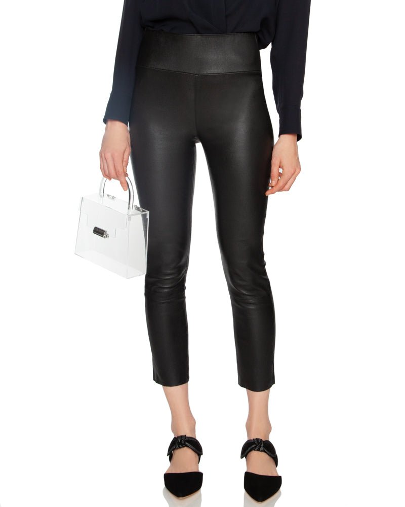 SPRWMN Black High Waisted Capri Leather Legging