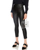 Black High Waisted Capri Leather Legging