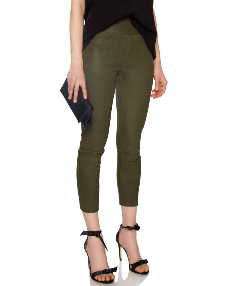 SPRWMN Army High Waisted Capri Leather Legging - Capsule Shop