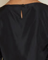 Tibi Italian Sporty Nylon Shirred Sleeve Top in Black
