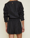 Tibi Italian Sporty Nylon Shirred Sleeve Top in Black