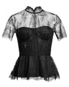 Jonathan Simkhai Kehlani Lingere Lace Short Sleeve Bustier