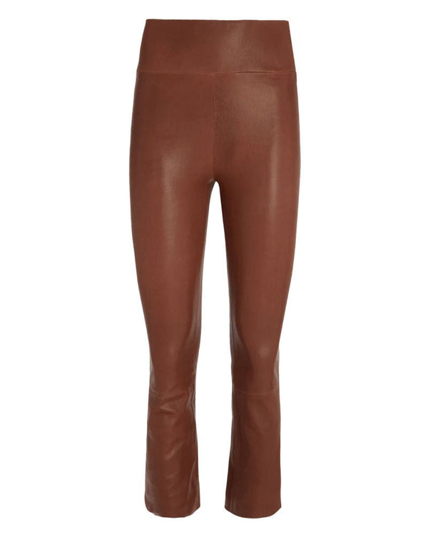 SPRWMN Leather Crop Flare Legging in Cocoa