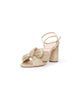 Camellia Knot Mule with Ankle Strap in Platinum