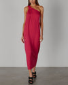 Luxe Knit One Shoulder Dress in Fuchsia