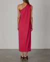 Luxe Knit One Shoulder Dress in Fuchsia