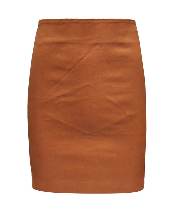 SPRWMN Leather Mini Skirt in Camel