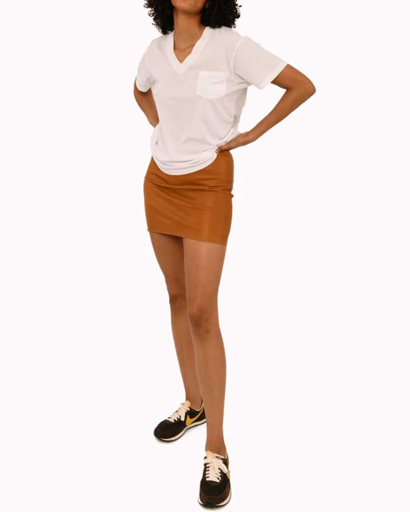SPRWMN Leather Mini Skirt in Camel