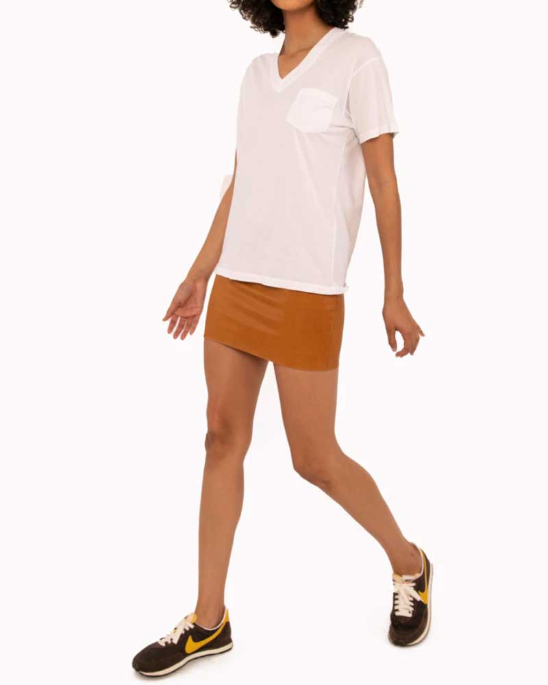 SPRWMN Leather Mini Skirt in Camel