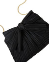 Rayne Pleated Frame Clutch with Bow in Black