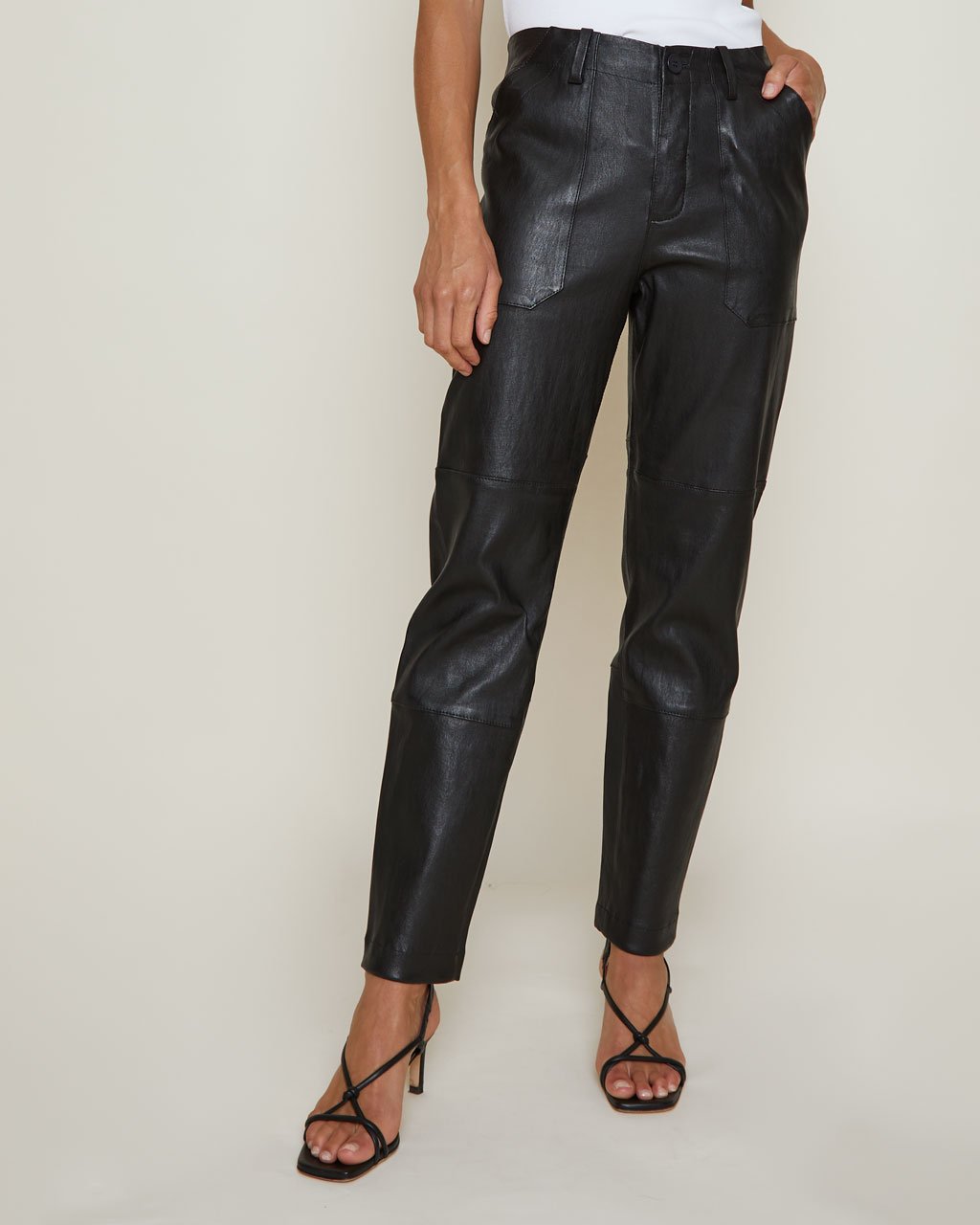 SPRWMN Army Trouser Leather Pants in Black
