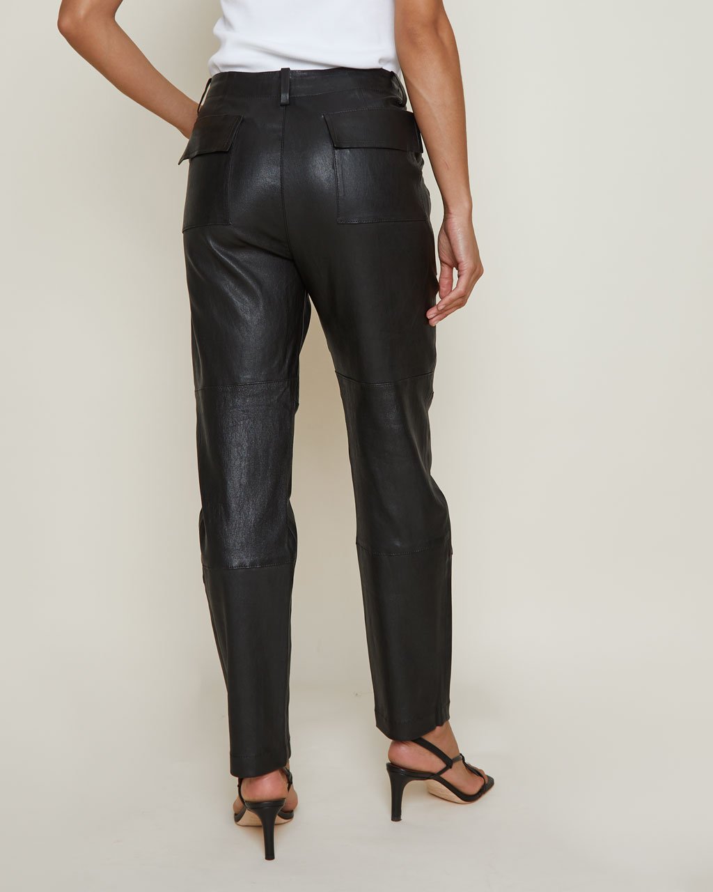 SPRWMN Army Trouser Leather Pants in Black