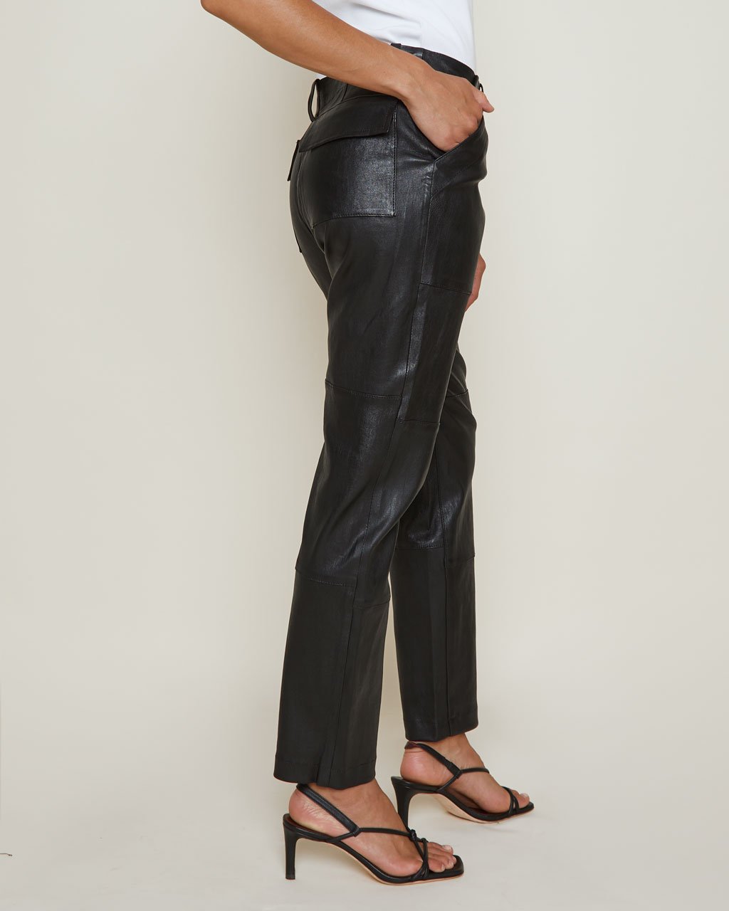 SPRWMN Army Trouser Leather Pants in Black