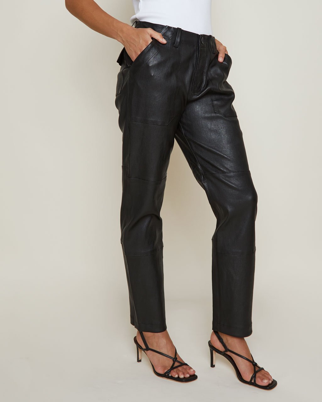 SPRWMN Army Trouser Leather Pants in Black