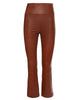 Cognac High Waisted Leather Crop Flare Legging