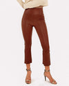 Cognac High Waisted Leather Crop Flare Legging
